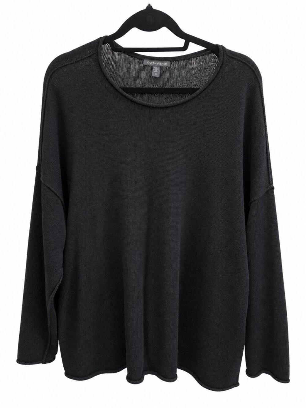 Eileen Fisher Rolled-Seam Cotton Sweater Size L